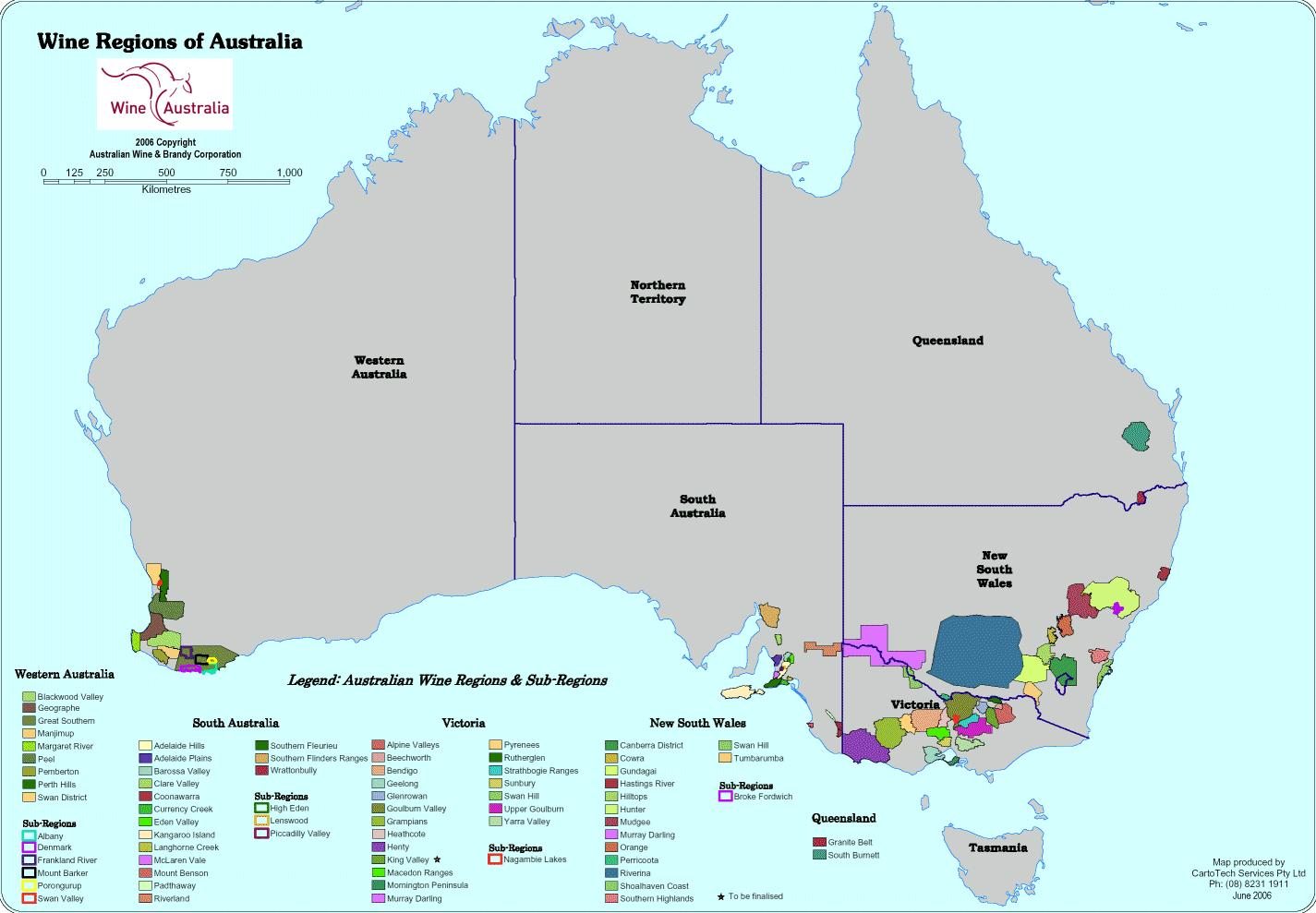Australia wine: wine regions and vineyards of Australia