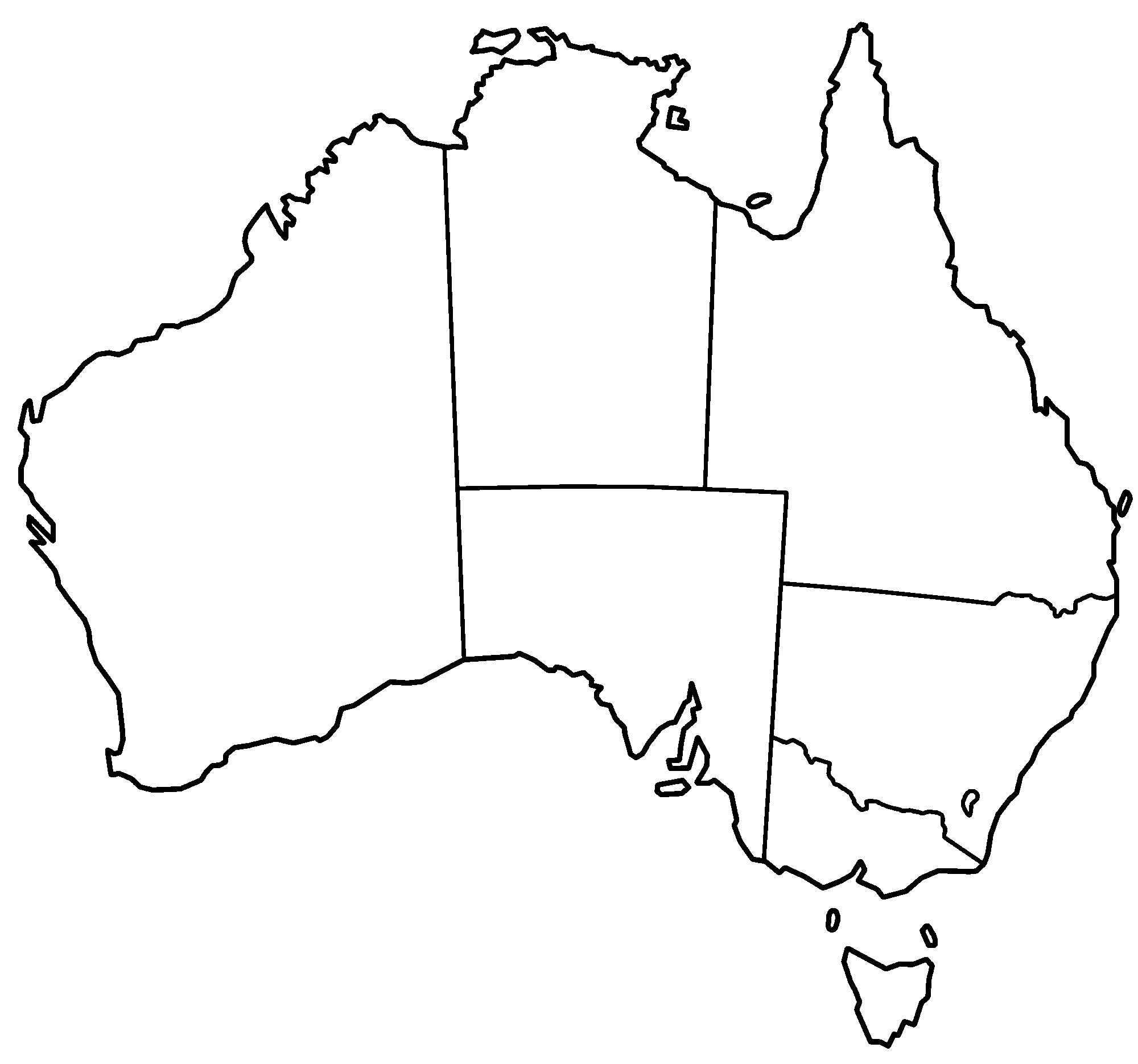 Blank map of Australia: outline map and vector map of Australia